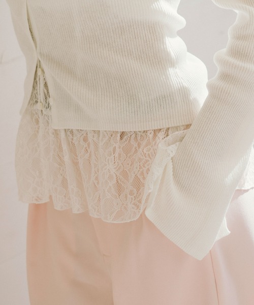 archives（アルシーヴ）の「レイヤードレースＴＯＰＳ×ニットカーディガンＳＥＴ（ニット/セーター・レディース・イエロー/オフホワイト/グレー/ブラック・MEDIUM）」の8枚目の写真