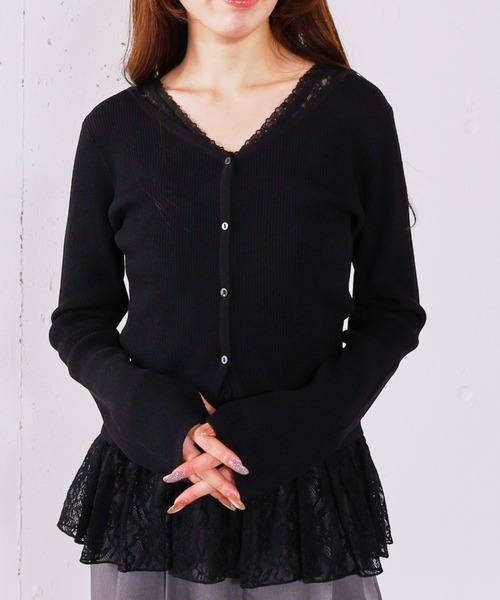 archives（アルシーヴ）の「レイヤードレースＴＯＰＳ×ニットカーディガンＳＥＴ（ニット/セーター・レディース・イエロー/オフホワイト/グレー/ブラック・MEDIUM）」の20枚目の写真