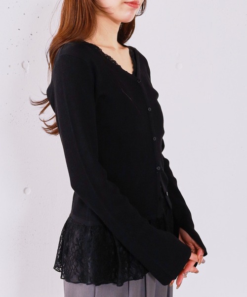 archives（アルシーヴ）の「レイヤードレースＴＯＰＳ×ニットカーディガンＳＥＴ（ニット/セーター・レディース・イエロー/オフホワイト/グレー/ブラック・MEDIUM）」の22枚目の写真