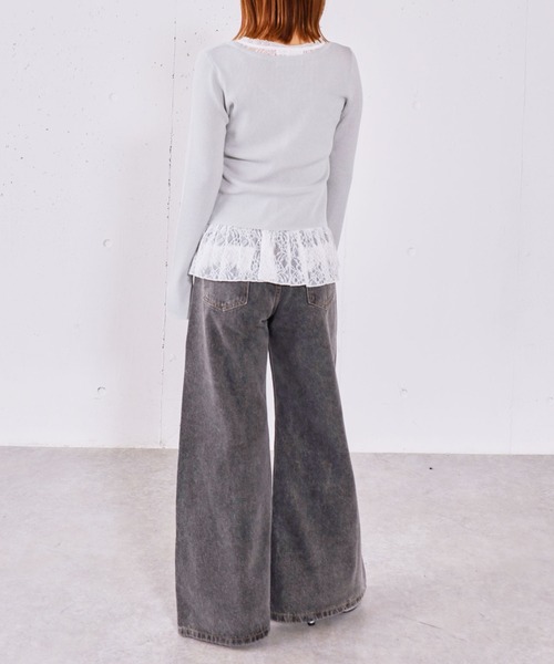 archives（アルシーヴ）の「レイヤードレースＴＯＰＳ×ニットカーディガンＳＥＴ（ニット/セーター・レディース・イエロー/オフホワイト/グレー/ブラック・MEDIUM）」の19枚目の写真