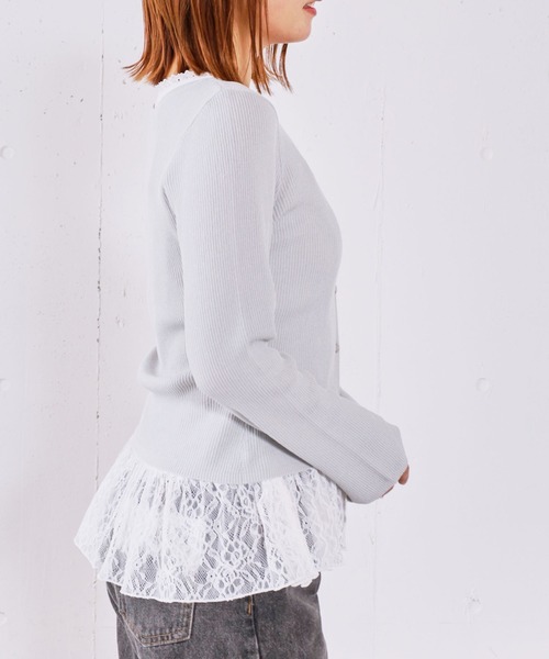 archives（アルシーヴ）の「レイヤードレースＴＯＰＳ×ニットカーディガンＳＥＴ（ニット/セーター・レディース・イエロー/オフホワイト/グレー/ブラック・MEDIUM）」の15枚目の写真