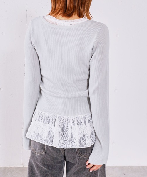 archives（アルシーヴ）の「レイヤードレースＴＯＰＳ×ニットカーディガンＳＥＴ（ニット/セーター・レディース・イエロー/オフホワイト/グレー/ブラック・MEDIUM）」の16枚目の写真