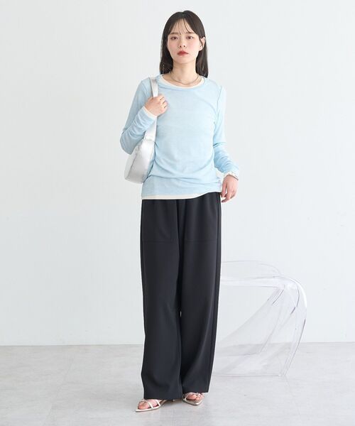 earth music&ecology（アースミュージックアンドエコロジー）の「リラックスベイカーパンツ（その他パンツ・レディース・ブラック/ホワイト系その他2/グレー/イエロー・FREE）」の7枚目の写真