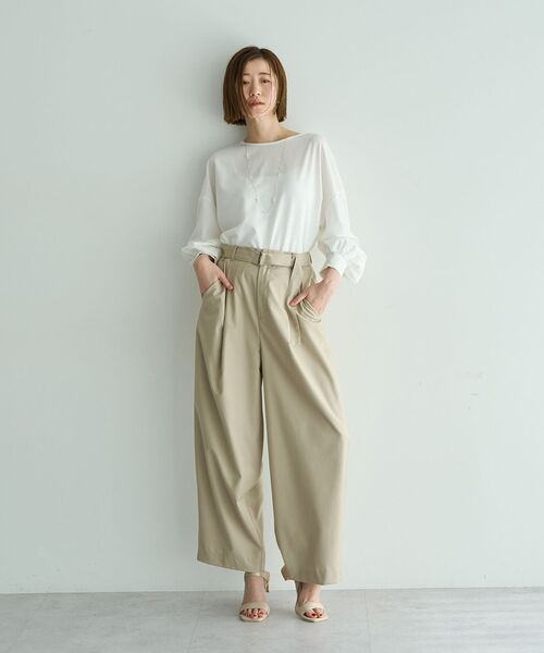YECCA VECCA（イェッカヴェッカ）の「2wayボリューム袖ブラウス（シャツ/ブラウス・レディース・ピンクベージュ/オフホワイト/ネイビー/ストライプ・FREE）」の14枚目の写真