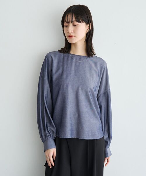 YECCA VECCA（イェッカヴェッカ）の「2wayボリューム袖ブラウス（シャツ/ブラウス・レディース・ピンクベージュ/オフホワイト/ネイビー/ストライプ・FREE）」の18枚目の写真