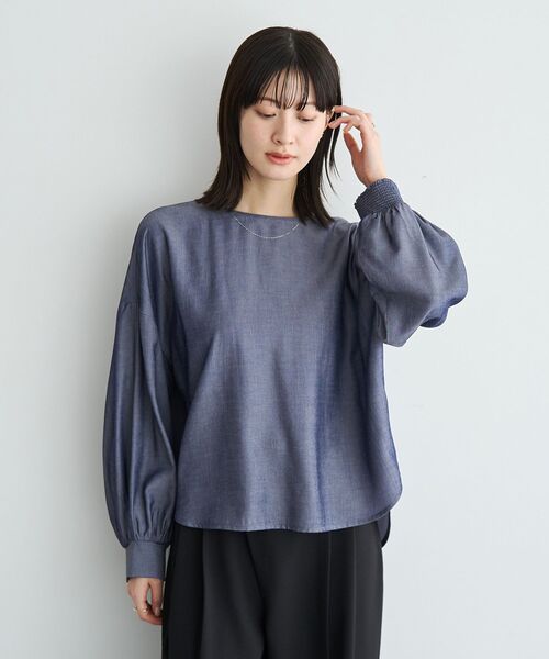 YECCA VECCA（イェッカヴェッカ）の「2wayボリューム袖ブラウス（シャツ/ブラウス・レディース・ピンクベージュ/オフホワイト/ネイビー/ストライプ・FREE）」の8枚目の写真