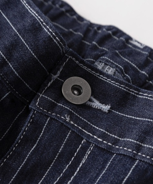 make a ray!（メイク ア レイ！）の「【82】ワンウォッシュ/ストライプ/ヒッコリー デニムペインターパンツ/ドローコード付/アメカジ（デニムパンツ・メンズ・ネイビー/ネイビー系/ワンウォッシュ/ブラック・L/M）」の6枚目の写真