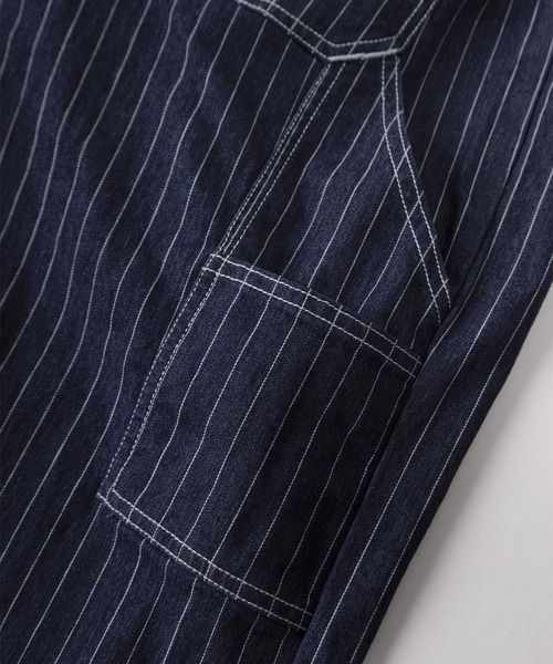make a ray!（メイク ア レイ！）の「【82】ワンウォッシュ/ストライプ/ヒッコリー デニムペインターパンツ/ドローコード付/アメカジ（デニムパンツ・メンズ・ネイビー/ネイビー系/ワンウォッシュ/ブラック・L/M）」の8枚目の写真