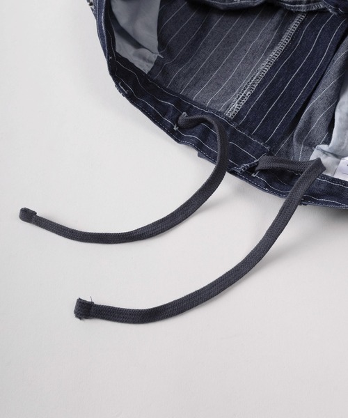 make a ray!（メイク ア レイ！）の「【82】ワンウォッシュ/ストライプ/ヒッコリー デニムペインターパンツ/ドローコード付/アメカジ（デニムパンツ・メンズ・ネイビー/ネイビー系/ワンウォッシュ/ブラック・L/M）」の10枚目の写真