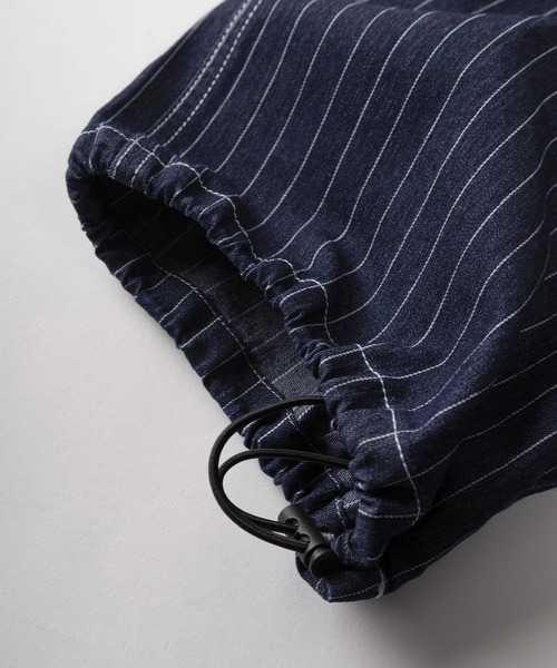 make a ray!（メイク ア レイ！）の「【82】ワンウォッシュ/ストライプ/ヒッコリー デニムペインターパンツ/ドローコード付/アメカジ（デニムパンツ・メンズ・ネイビー/ネイビー系/ワンウォッシュ/ブラック・L/M）」の11枚目の写真