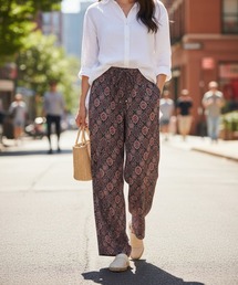 PATRIOT TAXI SELECT（パトリオットタクシーセレクト）の「【MAHARA MODERN】 ｴｽﾆｯｸﾌﾟﾘﾝﾄ ｾﾐﾜｲﾄﾞｲｰｼﾞｰﾊﾟﾝﾂ（その他パンツ）」