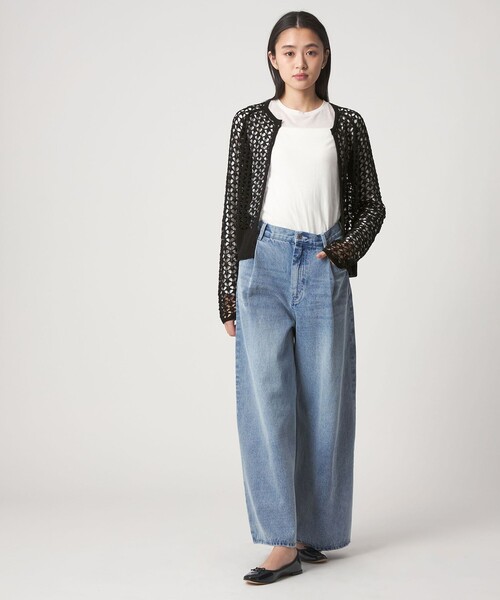 CITEN（シテン）の「＜CITEN＞メッシュニットカーディガン（カーディガン/ボレロ・レディース・ブラック/ライム/オフホワイト・FREE）」の8枚目の写真