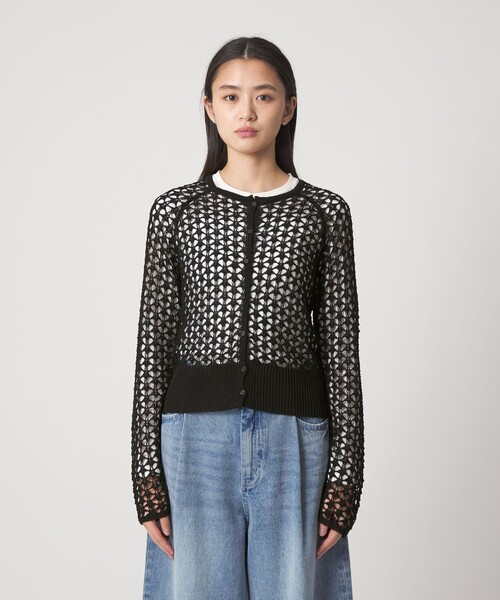 CITEN（シテン）の「＜CITEN＞メッシュニットカーディガン（カーディガン/ボレロ・レディース・ブラック/ライム/オフホワイト・FREE）」の15枚目の写真