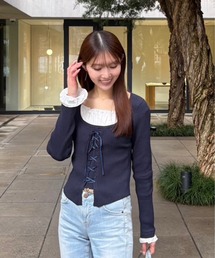 FREE'S MART | ◆インナードッキングレースアップリブニット(ニット/セーター)