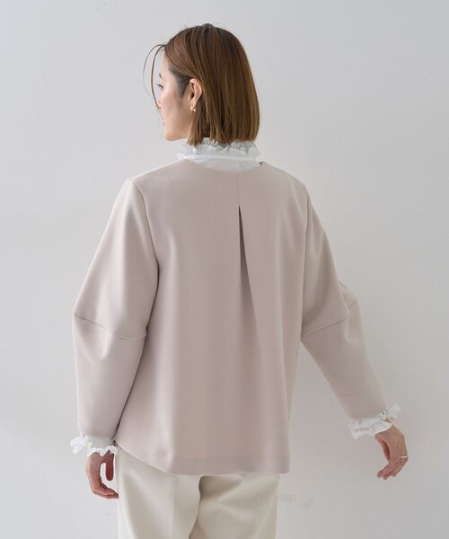 YECCA VECCA（イェッカヴェッカ）の「ダンボールニットジャケット（テーラードジャケット・レディース・ベージュ/ネイビー・M）」の9枚目の写真