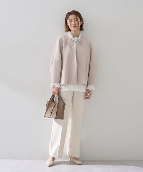 YECCA VECCA（イェッカヴェッカ）の「ダンボールニットジャケット（テーラードジャケット・レディース・ベージュ/ネイビー・M）」の12枚目の写真