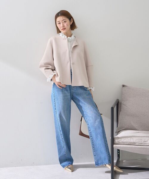 YECCA VECCA（イェッカヴェッカ）の「ダンボールニットジャケット（テーラードジャケット・レディース・ベージュ/ネイビー・M）」の16枚目の写真