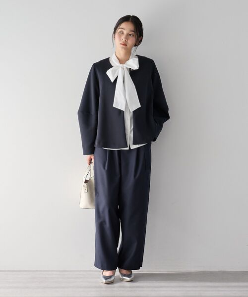 YECCA VECCA（イェッカヴェッカ）の「ダンボールニットジャケット（テーラードジャケット・レディース・ベージュ/ネイビー・M）」の21枚目の写真