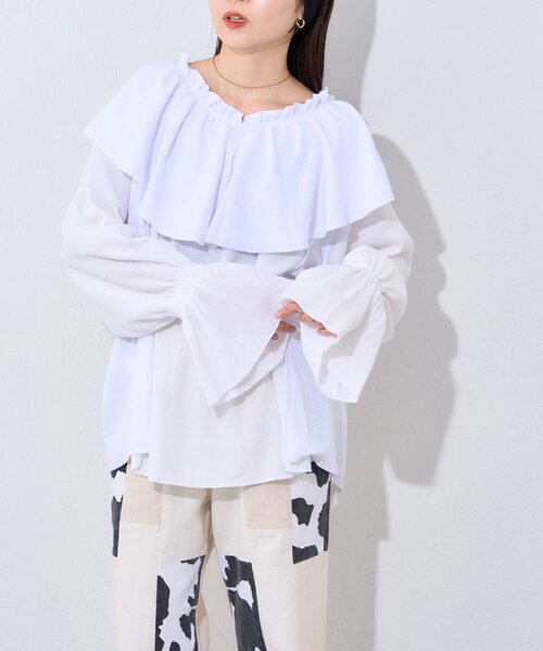 etsinta（エシンタ）の「【etsinta】サーマルBIGカラーリメイクtee（Tシャツ/カットソー・レディース・ホワイト/アイボリー・ONE SIZE）」の13枚目の写真