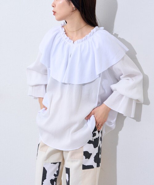 etsinta（エシンタ）の「【etsinta】サーマルBIGカラーリメイクtee（Tシャツ/カットソー・レディース・ホワイト/アイボリー・ONE SIZE）」の14枚目の写真