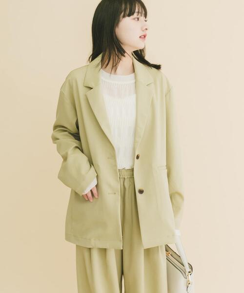ITEMS URBANRESEARCH（アイテムズ アーバンリサーチ）の「ルーズテーラード強撚ジャケット（テーラードジャケット・レディース・カーキ/ベージュ系その他/チャコールグレー・FREE）」の3枚目の写真