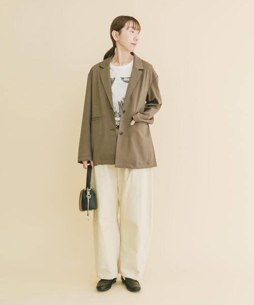 ITEMS URBANRESEARCH（アイテムズ アーバンリサーチ）の「ルーズテーラード強撚ジャケット（テーラードジャケット・レディース・カーキ/ベージュ系その他/チャコールグレー・FREE）」の6枚目の写真