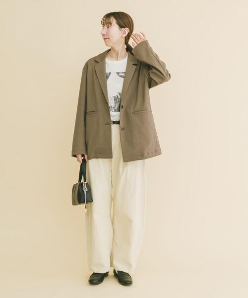 ITEMS URBANRESEARCH（アイテムズ アーバンリサーチ）の「ルーズテーラード強撚ジャケット（テーラードジャケット・レディース・カーキ/ベージュ系その他/チャコールグレー・FREE）」の7枚目の写真