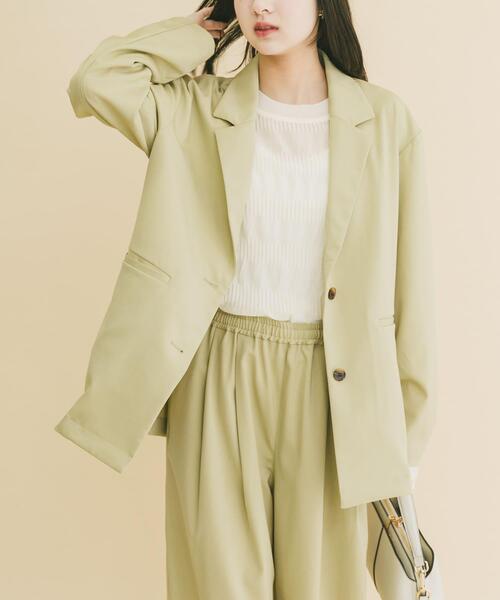 ITEMS URBANRESEARCH（アイテムズ アーバンリサーチ）の「ルーズテーラード強撚ジャケット（テーラードジャケット・レディース・カーキ/ベージュ系その他/チャコールグレー・FREE）」の12枚目の写真