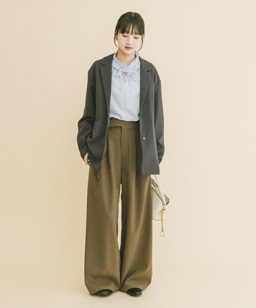 ITEMS URBANRESEARCH（アイテムズ アーバンリサーチ）の「ルーズテーラード強撚ジャケット（テーラードジャケット・レディース・カーキ/ベージュ系その他/チャコールグレー・FREE）」の20枚目の写真