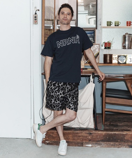 No Rain No Rainbow(ノーレインノーレインボー)の「mp14814-leopard pattern gobelin shorts ショートパンツ(NR26S-06)(その他パンツ・メンズ・グレー/ブラウン/グリーン・XL/L/M/S)」の4枚目の写真