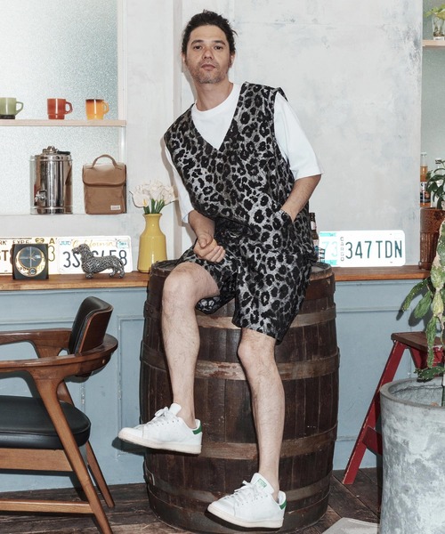 No Rain No Rainbow(ノーレインノーレインボー)の「mp14814-leopard pattern gobelin shorts ショートパンツ(NR26S-06)(その他パンツ・メンズ・グレー/ブラウン/グリーン・XL/L/M/S)」の6枚目の写真