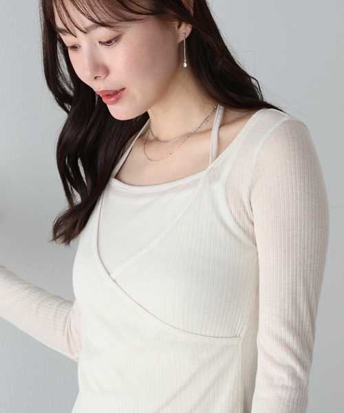 BLUEEAST（ブルーイースト）の「レイヤードライクシアーカットソー（Tシャツ/カットソー・レディース・チャコールグレー/ベージュ・MEDIUM）」の13枚目の写真