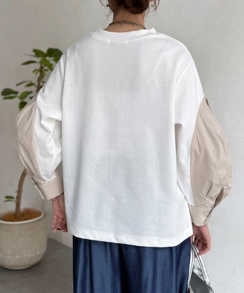 Chez toi(シェトワ)の「袖切替ポンチプルオーバー(Tシャツ/カットソー・レディース・オフホワイト/グレー/イエロー・FREE)」の7枚目の写真