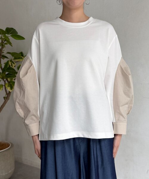 Chez toi(シェトワ)の「袖切替ポンチプルオーバー(Tシャツ/カットソー・レディース・オフホワイト/グレー/イエロー・FREE)」の12枚目の写真