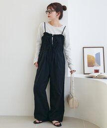 DISCOAT | 【India】コットンリネンギャザーリボンキャミサロペット(つなぎ/オールインワン)