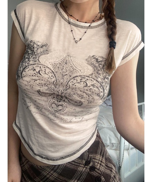 ARCHIVER（アーカイバ）の「【Lp】グランジミニTシャツ（Tシャツ/カットソー・レディース・ベージュ・MEDIUM/SMALL）」の2枚目の写真
