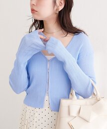 natural couture | リブ柄入りフロントホックカーディガン(カーディガン/ボレロ)