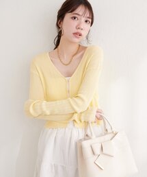 natural couture | リブ柄入りフロントホックカーディガン(カーディガン/ボレロ)