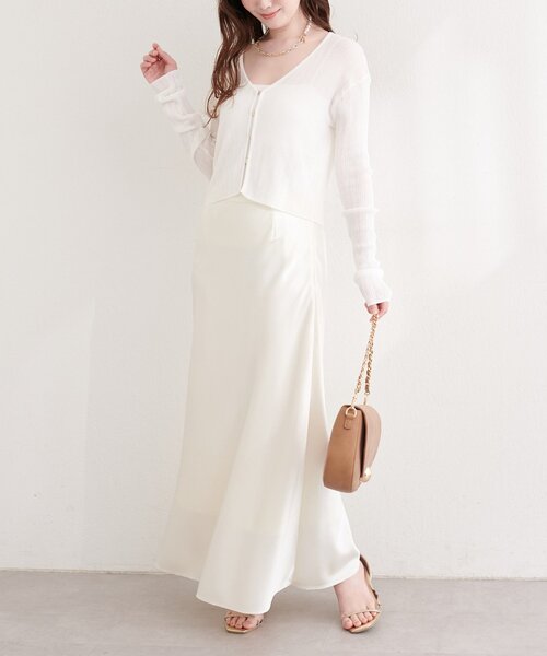 natural couture（ナチュラルクチュール）の「リブ柄入りフロントホックカーディガン（カーディガン/ボレロ・レディース・ブラック/サックスブルー/ネイビー/イエロー/ピンク/オフホワイト・FREE）」の10枚目の写真