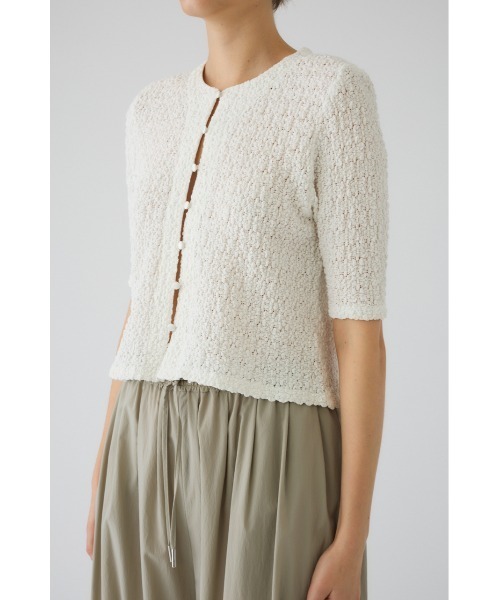 RIM.ARK（リムアーク）の「【PRE ORDER】Shirring lace compact tops シャーリングレース コンパクト トップス（ニット/セーター・レディース・ホワイト/ブラック・FREE）」の6枚目の写真