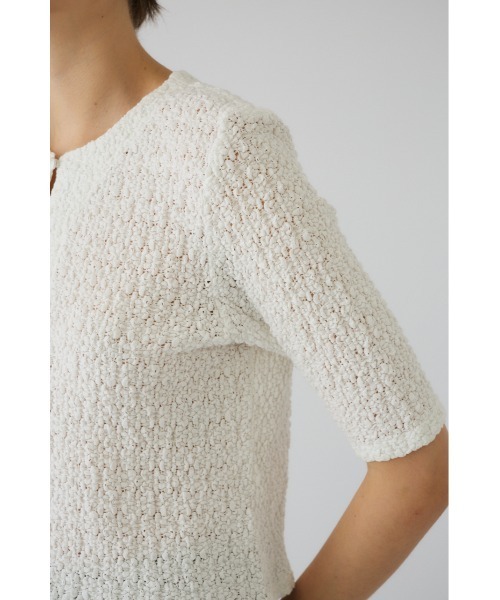 RIM.ARK（リムアーク）の「【PRE ORDER】Shirring lace compact tops シャーリングレース コンパクト トップス（ニット/セーター・レディース・ホワイト/ブラック・FREE）」の9枚目の写真