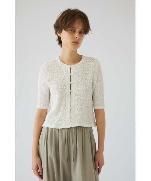 RIM.ARK（リムアーク）の「【PRE ORDER】Shirring lace compact tops シャーリングレース コンパクト トップス（ニット/セーター・レディース・ホワイト/ブラック・FREE）」の19枚目の写真