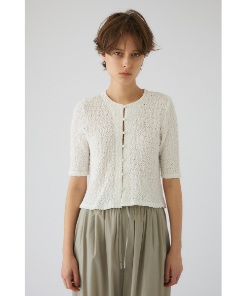 RIM.ARK（リムアーク）の「【PRE ORDER】Shirring lace compact tops シャーリングレース コンパクト トップス（ニット/セーター・レディース・ホワイト/ブラック・FREE）」の20枚目の写真