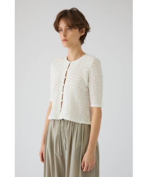 RIM.ARK（リムアーク）の「【PRE ORDER】Shirring lace compact tops シャーリングレース コンパクト トップス（ニット/セーター・レディース・ホワイト/ブラック・FREE）」の21枚目の写真