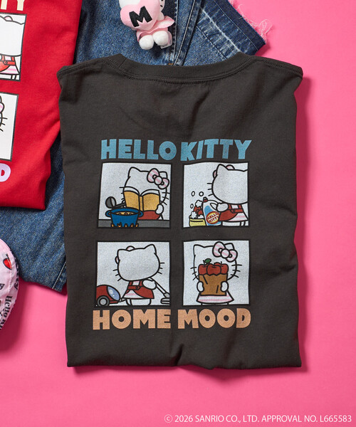 gelato pique 総柄ロングTシャツ　キティ　サンリオハウス　Tシャツ ジェラピケ×サンリオ初コラボ。ハローキティとシナモロールがもこもこ