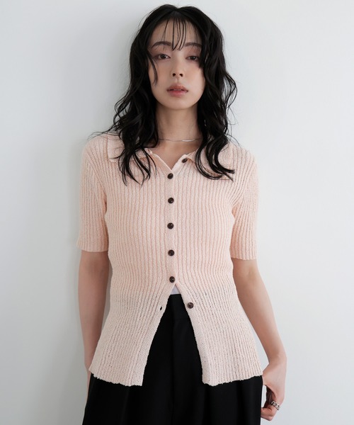 たまゆらニットポロ tunica TOMORROWLAND tricot シルクコットン ニットポロシャツ SESIA