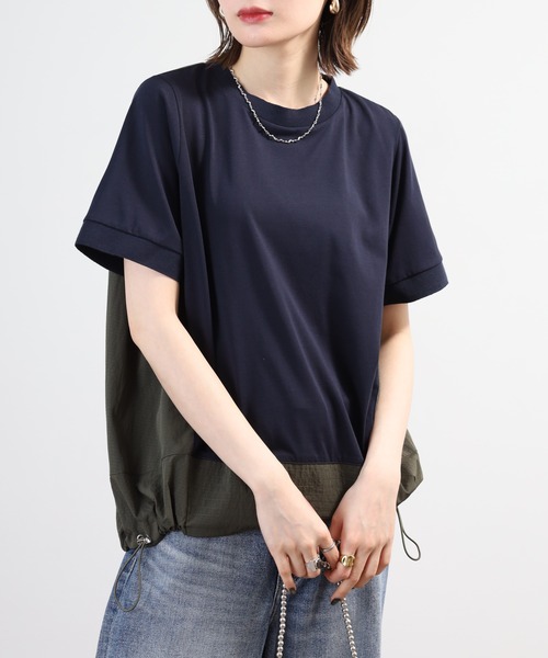 A.N.L(エーエヌエル レーベル)の「A.N.L 異素材切り替え配色プルオーバー 半袖(Tシャツ/カットソー・レディース・ブラック/モカ/ネイビー・38)」の22枚目の写真