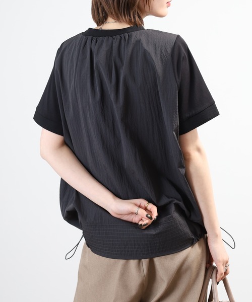 A.N.L(エーエヌエル レーベル)の「A.N.L 異素材切り替え配色プルオーバー 半袖(Tシャツ/カットソー・レディース・ブラック/モカ/ネイビー・38)」の8枚目の写真
