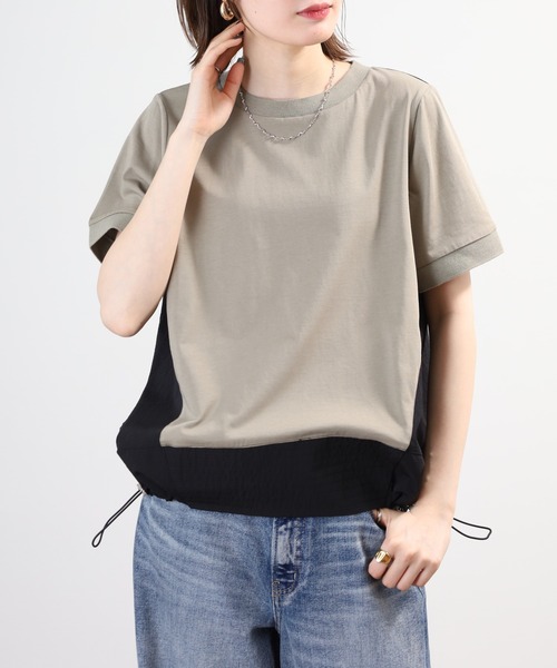 A.N.L(エーエヌエル レーベル)の「A.N.L 異素材切り替え配色プルオーバー 半袖(Tシャツ/カットソー・レディース・ブラック/モカ/ネイビー・38)」の13枚目の写真