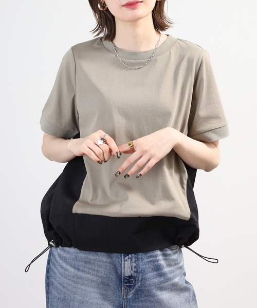 A.N.L(エーエヌエル レーベル)の「A.N.L 異素材切り替え配色プルオーバー 半袖(Tシャツ/カットソー・レディース・ブラック/モカ/ネイビー・38)」の14枚目の写真